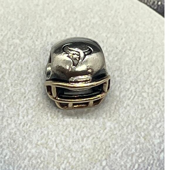 Pandora Houston Texans Football Helmet Charm Sterling 14k - Picture 3 of 4